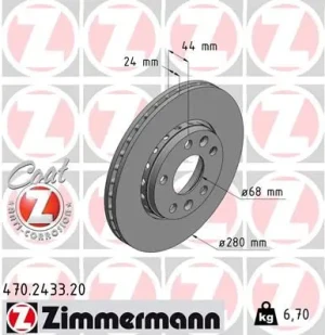 Tarcza hamulcowa przód RENAULT MEGANE III ZIMMERMANN
