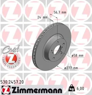 Tarcza hamulcowa przód SUBARU IMPREZA Kombi (GG) ZIMMERMANN