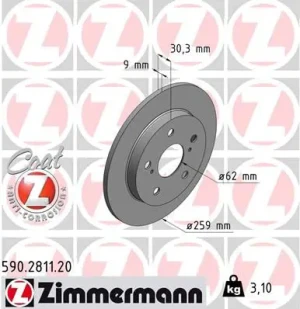 590.2811.20 ZIMMERMANN Tarcza hamulcowa tył