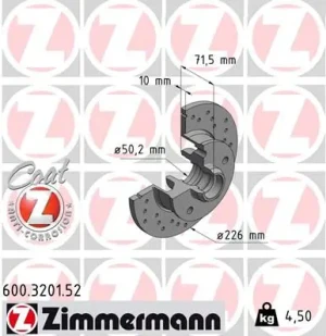 tarcze hamulcowe golf 3 600.3201.52 ZIMMERMANN