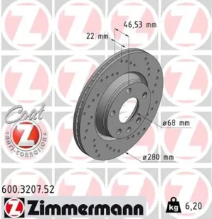 Tarcza hamulcowa przód AUDI A4 B7 ZIMMERMANN
