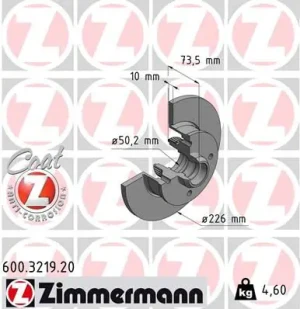 Tarcza hamulcowa tył VW SCIROCCO I ZIMMERMANN