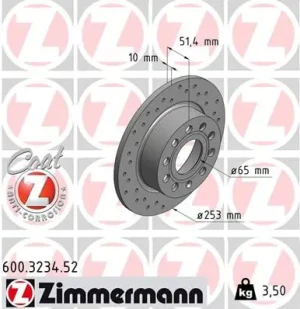 Tarcza hamulcowa tył SKODA OCTAVIA III ZIMMERMANN
