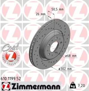 Tarcza hamulcowa przód VOLVO S70 ZIMMERMANN