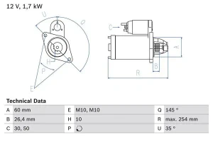 R 280, R 350, R 300, R 320, R 500 MERCEDES-BENZ KLASA R W251 V251 Rozrusznik BOSCH