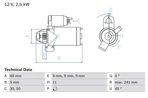 318 d, 325 d, 330 d, 316 d, 320 d BMW 3 E91 Rozrusznik BOSCH