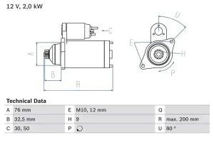 2.0 CDT, 2.0 CDTi ROVER 75 Rozrusznik BOSCH