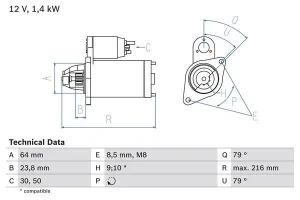 1.3 CDTi OPEL ASTRA J Rozrusznik BOSCH