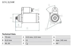 2.0 TDI VW BEETLE Rozrusznik BOSCH