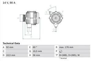 310 2.3, 308 D MERCEDES-BENZ T1 B602 Alternator 90a