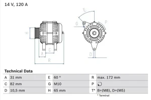 2.6, 2.8 AUDI COUPE B3 Alternator 120a