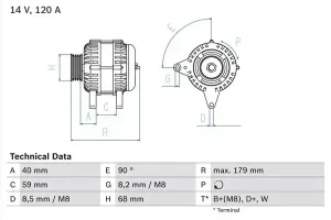 2.8 TDI, 2.5 TDI, 2.5 SDI VW LT II Alternator 120a