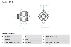 2.0 i, 1.6 i, 1.8 i OPEL VECTRA B Alternator 100a