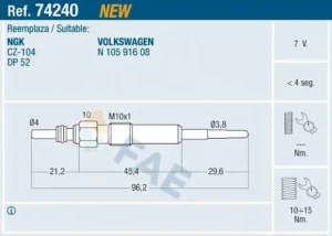 1.9 TDI, 2.0 TDI AUDI A4 B7 Świeca żarowa FAE