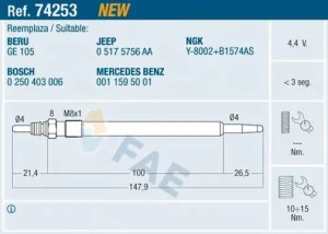 R 350, R 320, R 280, R 300 MERCEDES-BENZ KLASA R W251 V251 Świeca żarowa FAE