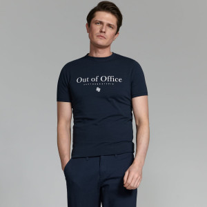 Sinsay - Koszulka z nadrukiem - Granatowy - męski - 0079T-59X