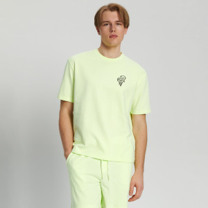 Sinsay - T-Shirt mit Print - Grün - herren - 0155T-72X