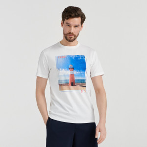 Sinsay - Koszulka z nadrukiem - Biały - męski - 0162T-00X