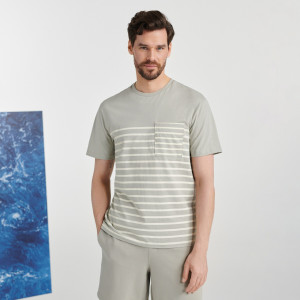 Sinsay - Koszulka w paski - Różowy - męski - 0166T-31X