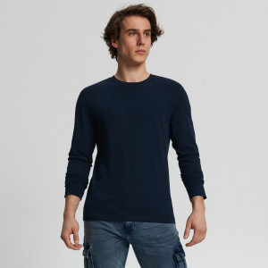 Sinsay - Koszulka z długimi rękawami - Granatowy - męski - 0212J-59X