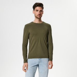 Sinsay - Koszulka z długimi rękawami - Khaki - męski - 0212J-87X