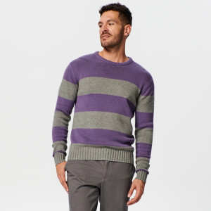 Sinsay - Sweter w paski - Fioletowy - męski - 0227D-45X
