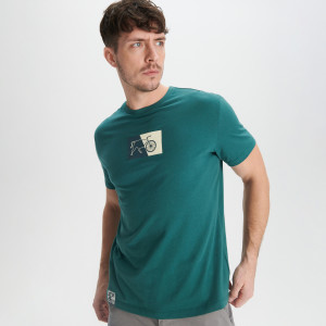 Sinsay - Koszulka z nadrukiem - Zielony - męski - 0234T-75X