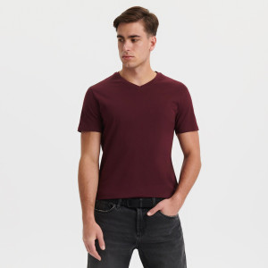 Sinsay - Koszulka - Bordowy - męski - 0237T-83X