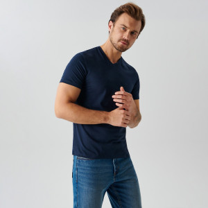 Sinsay - Koszulka - Granatowy - męski - 0322J-59X