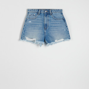 Sinsay - Szorty jeansowe high waist - Niebieski - damski - 0349U-55J