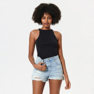 Sinsay - Szorty jeansowe high waist - Niebieski - damski - 0350U-05J