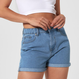 Sinsay - Szorty jeansowe mom high waist - Niebieski - damski - 0392U-55J