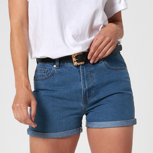 Sinsay - Szorty jeansowe mom high waist - Granatowy - damski - 0392U-59J