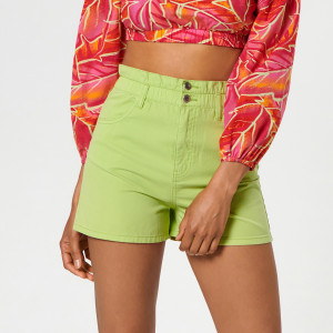 Sinsay - Szorty paperbag high waist - Zielony - damski - 0393U-07J