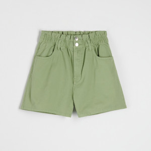 Sinsay - Szorty paperbag high waist - Zielony - damski - 0393U-81J