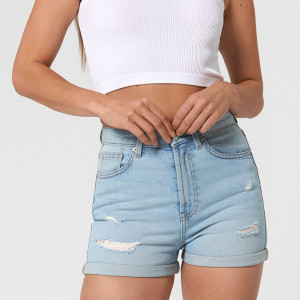 Sinsay - Szorty jeansowe mom high waist - Niebieski - damski - 0394U-50J
