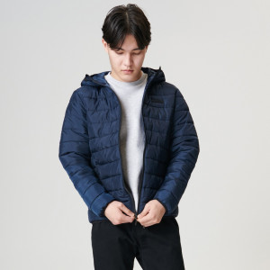 Sinsay - Kurtka pikowana z kapturem - Granatowy - męski - 0445J-59X