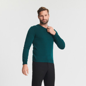 Sinsay - Pullover mit V-Ausschnitt - Türkis - herren - 0495A-67X