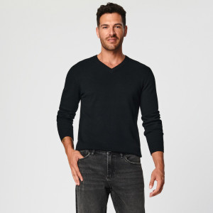 Sinsay - Maglione con scollo a V - Nero - Da uomo - 0495A-99X