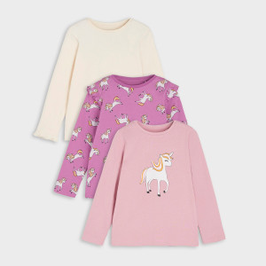 Sinsay - Koszulki 3 pack - Fioletowy - dziewczynka - 0496T-44X