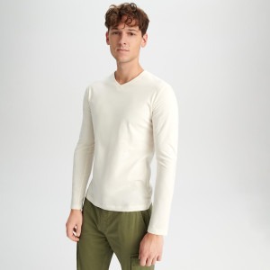 Sinsay - Langarmshirt - Elfenbein - herren - 0679J-01X