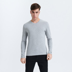 Sinsay - Maglietta a maniche lunghe - Grigio - Da uomo - 0679J-9MM