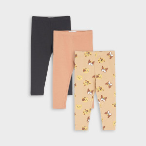 Sinsay - Legginsy 3 pack - Kremowy - dziewczynka - 0796T-02X