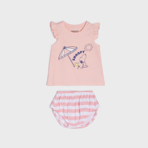 Sinsay - Komplet niemowlęcy Snoopy - Pomarańczowy - dziewczynka - 0833T-24X