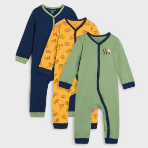 Sinsay - Pajacyki 3 pack - Żółty - chłopiec - 0883N-18X