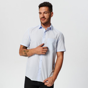 Sinsay - Koszula regular fit z krótkim rękawem - Niebieski - męski - 0958F-05X