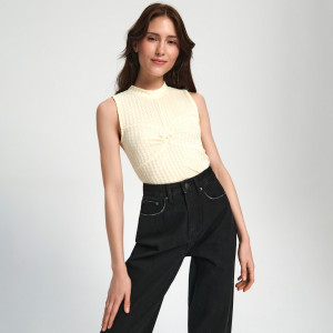 Sinsay - Top ze wzorem - Kremowy - damski - 0974X-01X