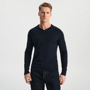 Sinsay - Sweter z dekoltem w serek - Granatowy - męski - 1059J-59X