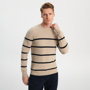 Sinsay - Sweter w paski - Zielony - męski - 1060J-72X
