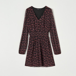 Sinsay - Sukienka mini z bufiastymi rękawami - Czarny - damski - 1073X-99X